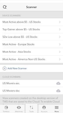 Scanner App IBKR Interactive Brokers