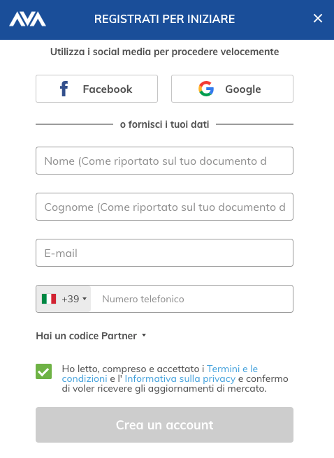 aprire un conto AvaTrade