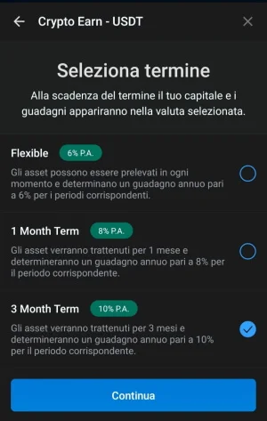 Reddito fisso Crypto Earn