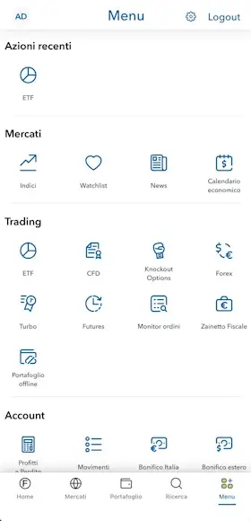 Fineco menu