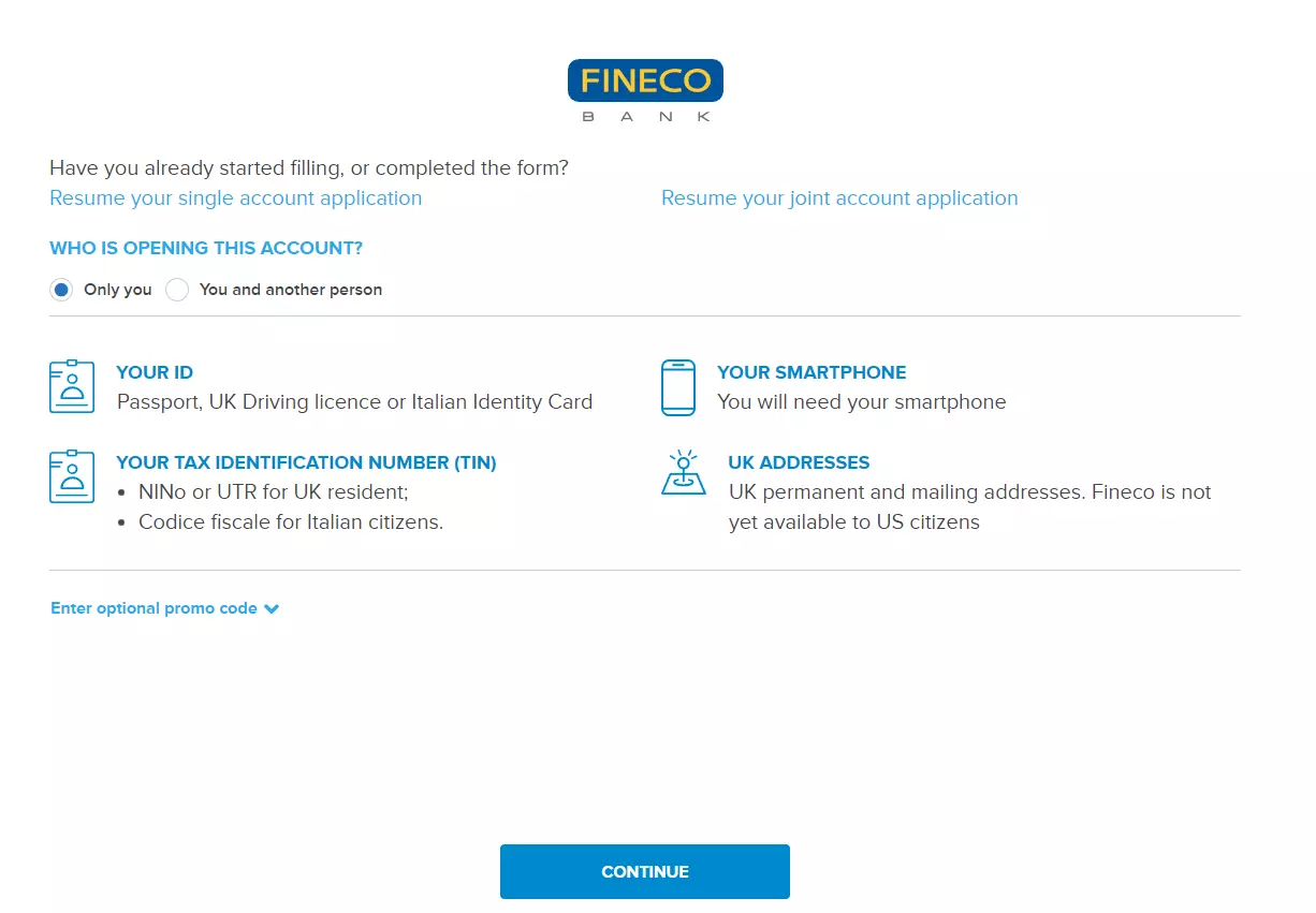 Fineco account opening