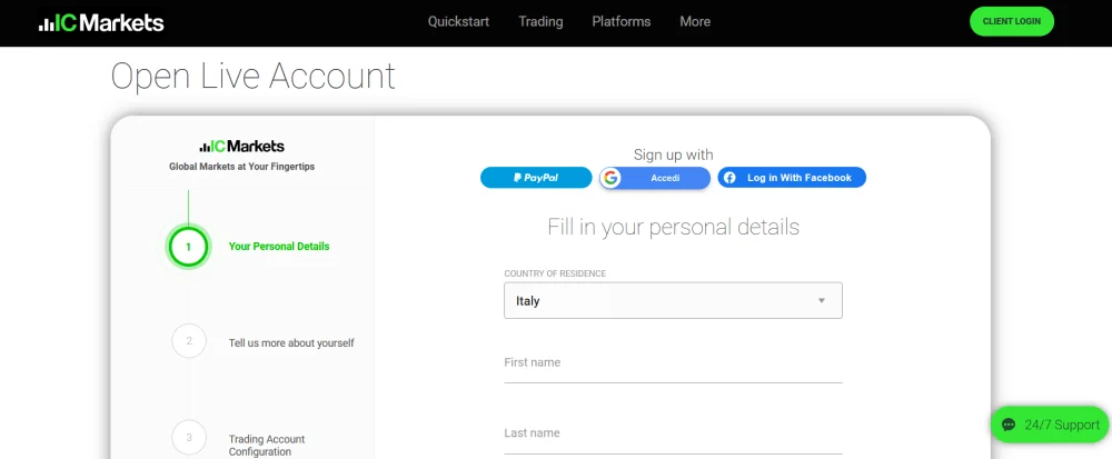 Open account