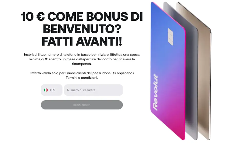 Revolut bonus di benvenuto