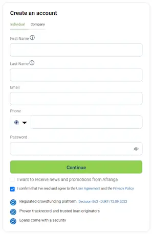 Afranga apertura conto