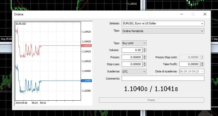 MT5 Xm immissione ordini