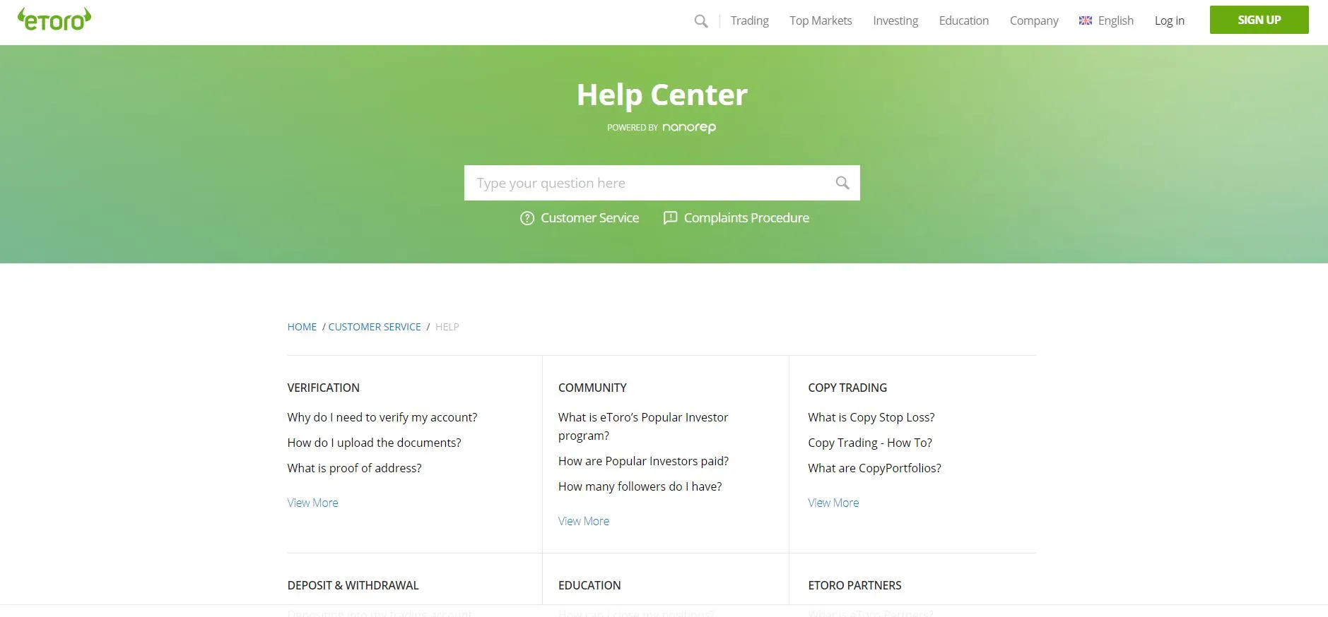 Help Center eToro