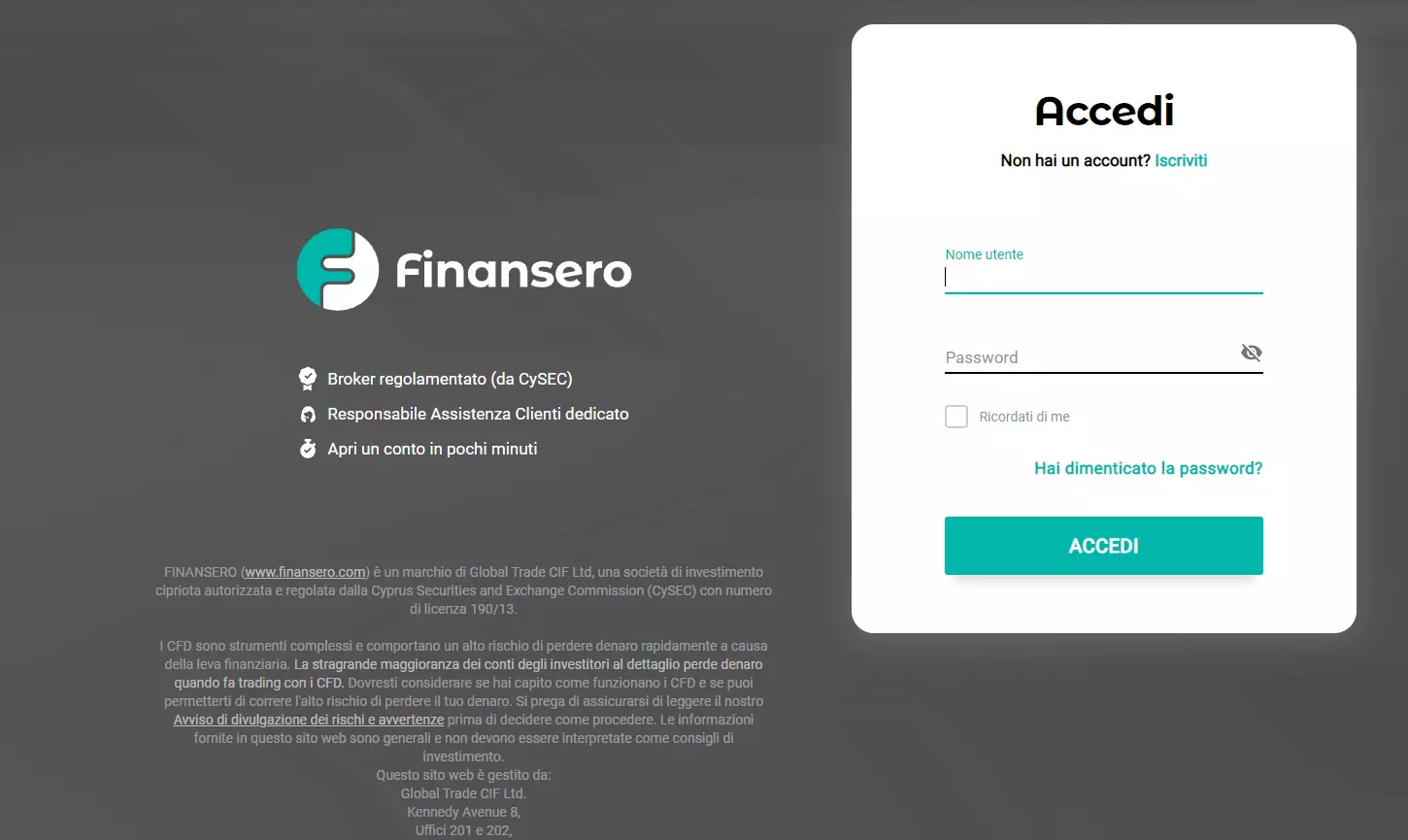 Finansero apertura conto