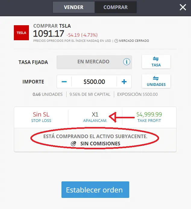 Comprar instrumento real eToro