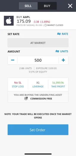 app eToro how to place orders