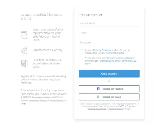 aprire un conto eToro